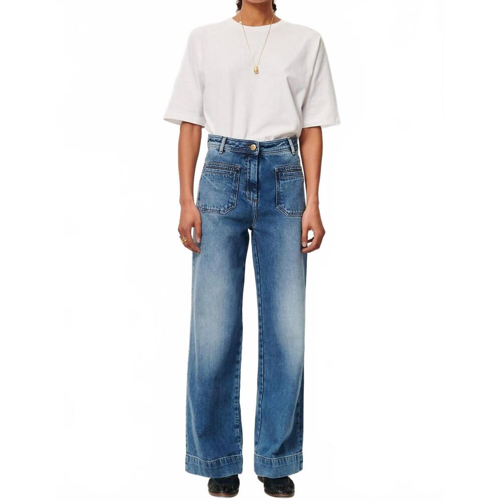 NEW SESSUN johnny o high rise denim jeans in vintage blue